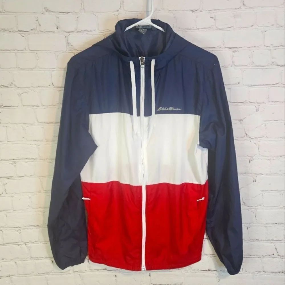 Men's Eddie Bauer full zip rain jacket hoodie, size small
